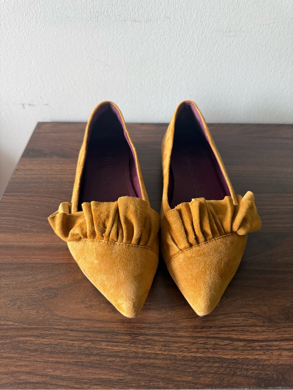 Aerosoles Women's Dillion Flats Dark Ochre Tan Suede Size 9.5 Wide Boho Romantic
